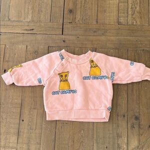 Mini Rodini Pink cat campus lioness organic sweatshirt 0-3 months
